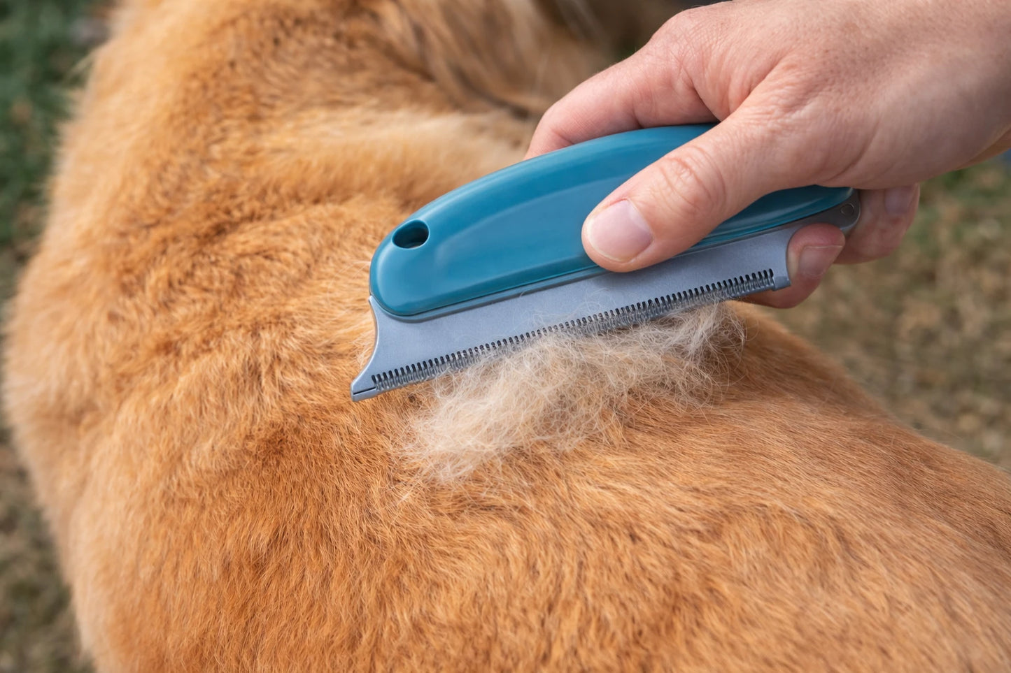 Brosse anti-poils pour chien retirant efficacement les poils morts sur le pelage lors du brossage
