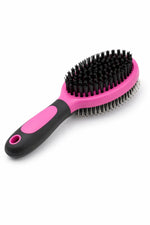Brosse double face rose pour chien et chat avec picots métalliques et fibres souples pour démêler et lisser le pelage