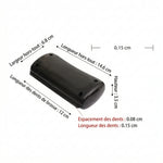 Schéma technique détaillé de la brosse : longueur de 14,6 cm, largeur de 6,8 cm, avec zoom sur l'espacement des dents de 0,08 cm pour un brossage de précision.