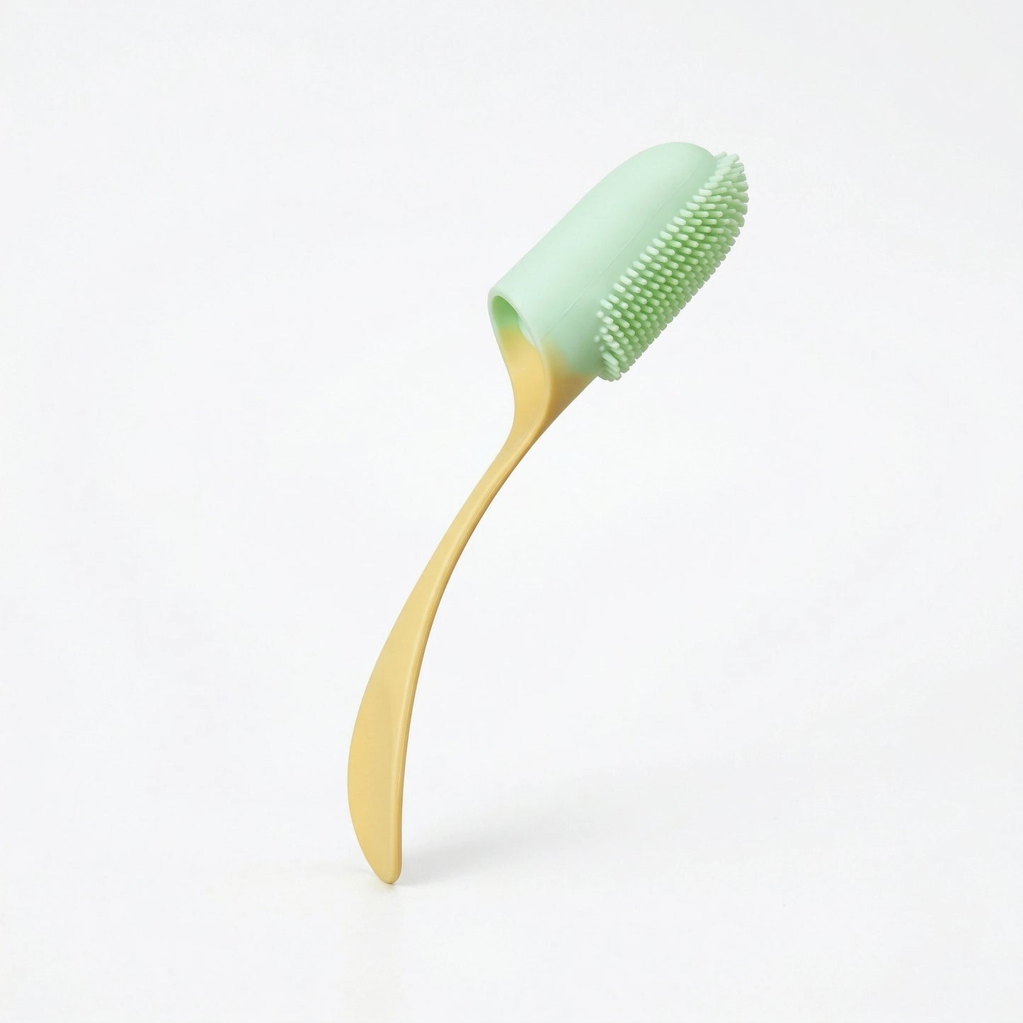 Brosse à dents doigt pour chien en silicone souple vert et jaune