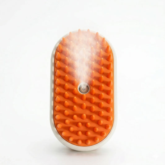 Brosse vapeur pour animaux avec picots souples et diffusion de vapeur pour retirer les poils et faciliter le brossage du chien et du chat