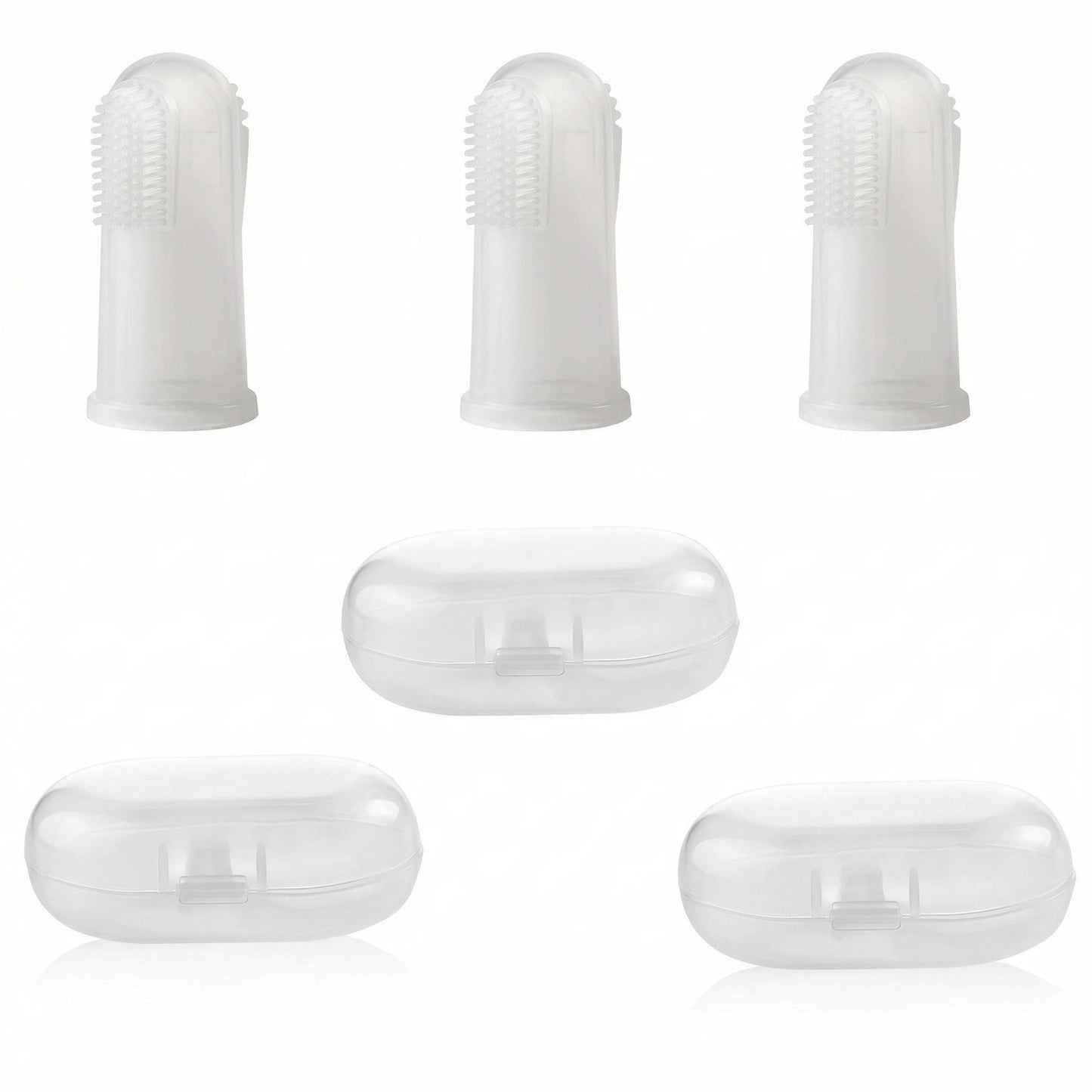 Lot de brosses à dents doigt en silicone avec boîtes de rangement pour hygiène dentaire chien et chat