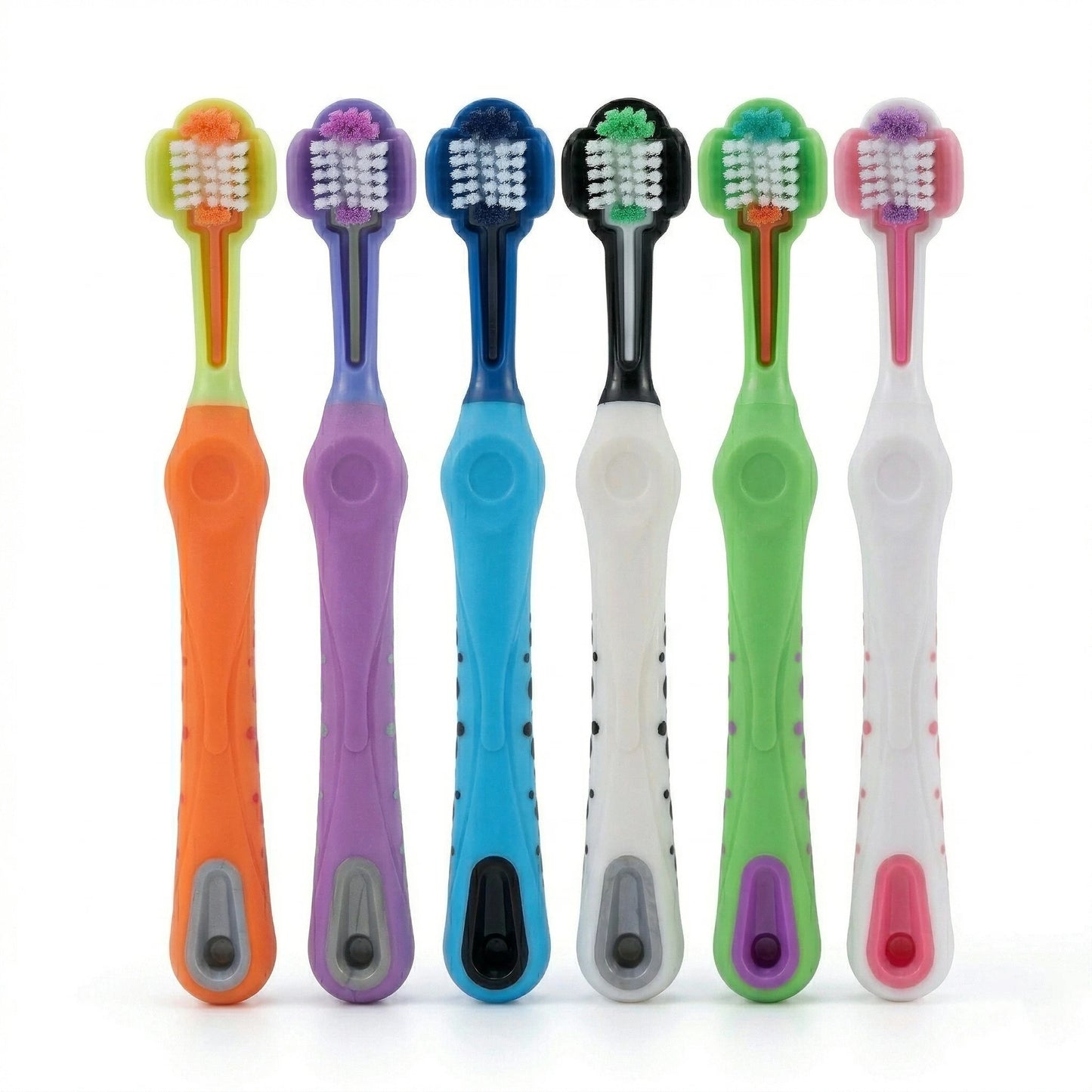 Lot de brosses à dents pour chien triple tête multicolores nettoyage complet