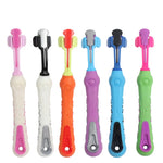 Lot de brosses à dents pour chien triple tête multicolores nettoyage intégral