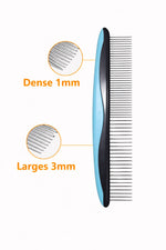Peigne pour chien et chat avec dents fines 1 mm et dents larges 3 mm pour démêlage et retrait des poils morts