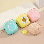 Brosses en silicone pour animaux avec distributeur de shampoing intégré disponibles en plusieurs couleurs pour laver et masser chien et chat efficacement