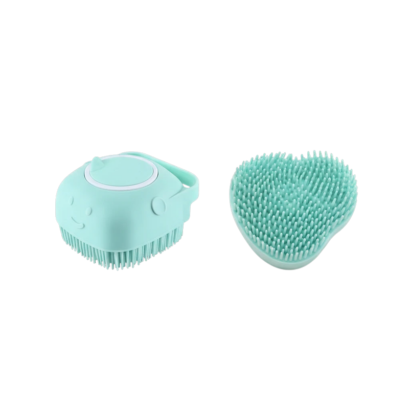 Brosse en silicone pour chien et chat avec picots souples idéale pour nettoyer, masser et retirer les poils morts en douceur