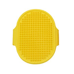 brosse de toilettage en silicone jaune pour chien et chat avec picots souples pour retirer les poils morts et masser la peau