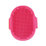 brosse de toilettage en silicone rose pour chien et chat avec picots souples pour enlever les poils morts et masser la peau