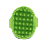 brosse de toilettage en silicone verte pour chien et chat avec picots souples pour enlever les poils morts et nettoyer en douceur