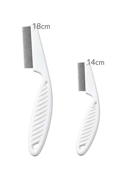 Peigne anti-puces pour chien et chat avec deux tailles 18 cm et 14 cm, dents fines pour éliminer puces et parasites efficacement