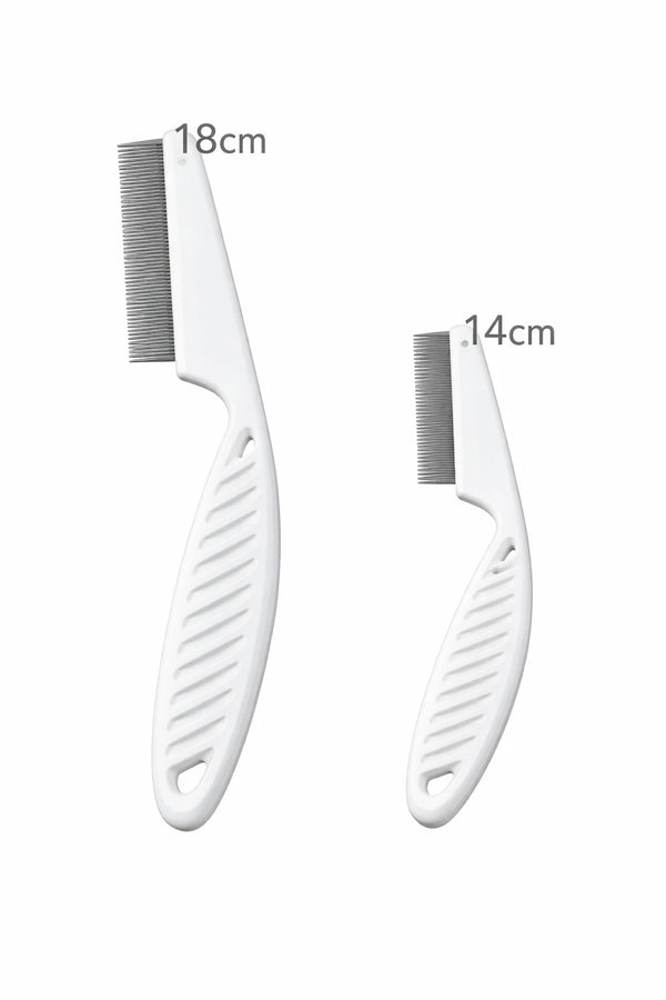 Peigne anti-puces pour chien et chat avec deux tailles 18 cm et 14 cm, dents fines pour éliminer puces et parasites efficacement