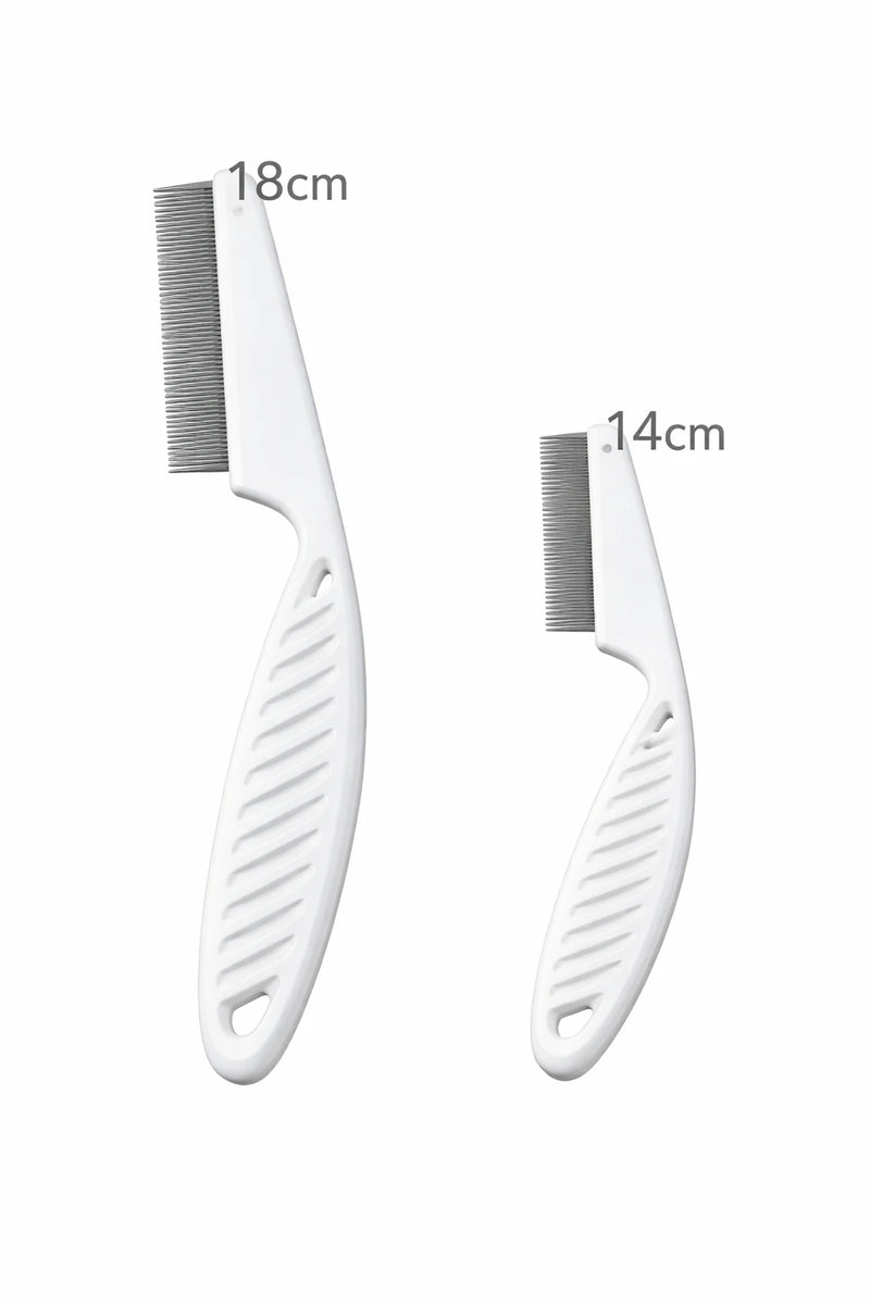Peigne anti-puces pour chien et chat avec deux tailles 18 cm et 14 cm, dents fines pour éliminer puces et parasites efficacement