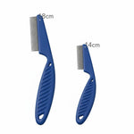 Peigne anti-puces bleu pour chien et chat avec deux tailles 18 cm et 14 cm, dents serrées pour enlever puces et parasites du pelage efficacement