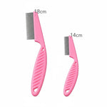 Peigne anti-puces rose pour chien et chat avec deux tailles 18 cm et 14 cm, dents fines pour retirer puces, lentes et parasites du pelage