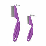 Peigne anti-puces violet pour chien et chat avec deux tailles 18 cm et 14 cm, dents fines pour éliminer puces, lentes et parasites du pelage