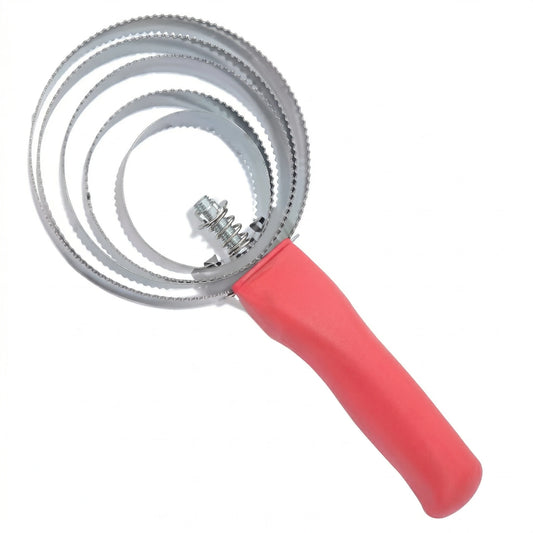 Brosse étrille américaine pour chien à spirales métalliques dentées avec manche ergonomique rouge, idéale pour retirer les poils morts et le sous-poil des chiens à pelage épais.
